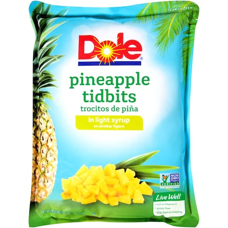 Dole Dole In Light Syrup Tidbit Pineapple 81 oz. Bag, PK6 00567